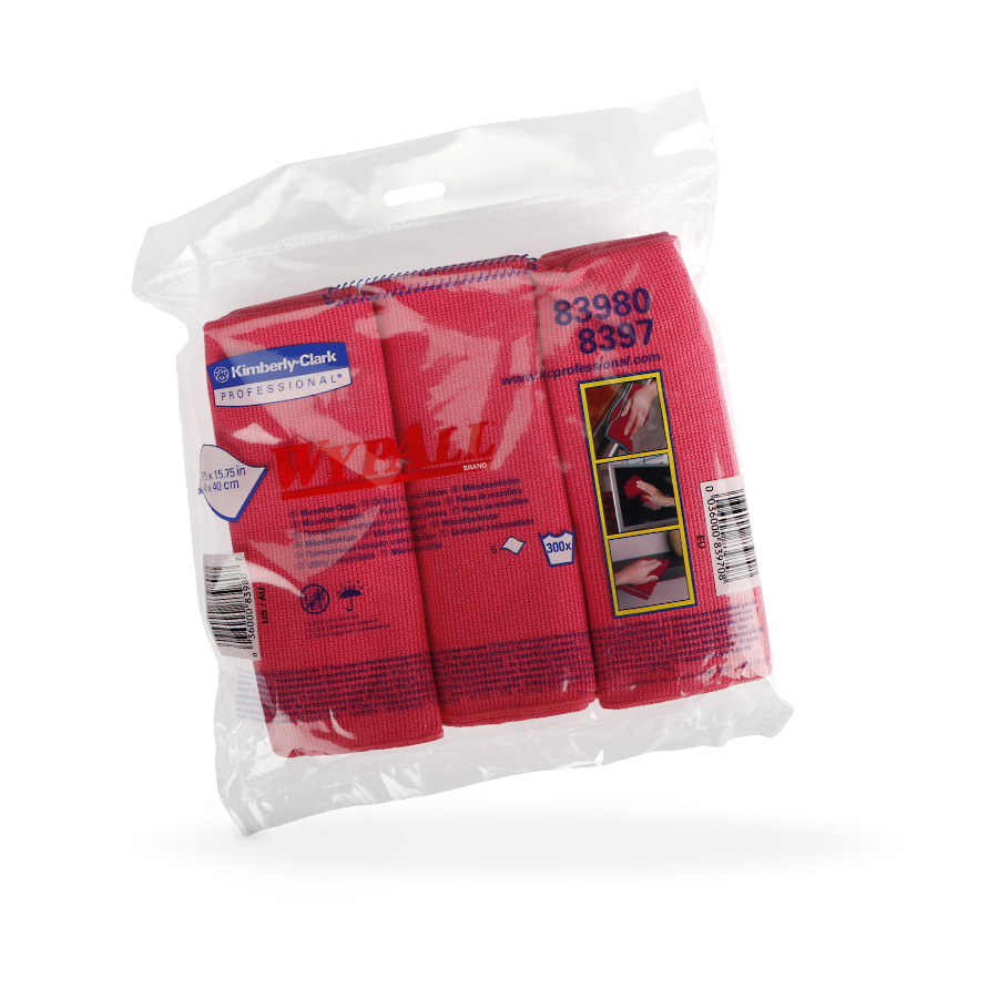 Netkané utěrky WypAll Microfiber červená | 4 x 6 utěrek
